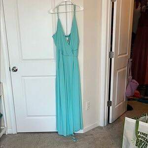 David's Bridal Turquoise Gown